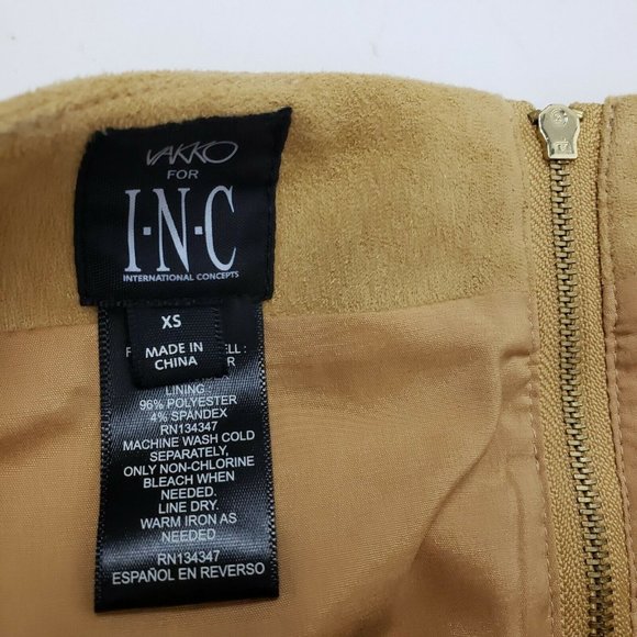 NWOT VAKKO for INC Tan Faux Suede Skirt XS - Picture 3 of 4